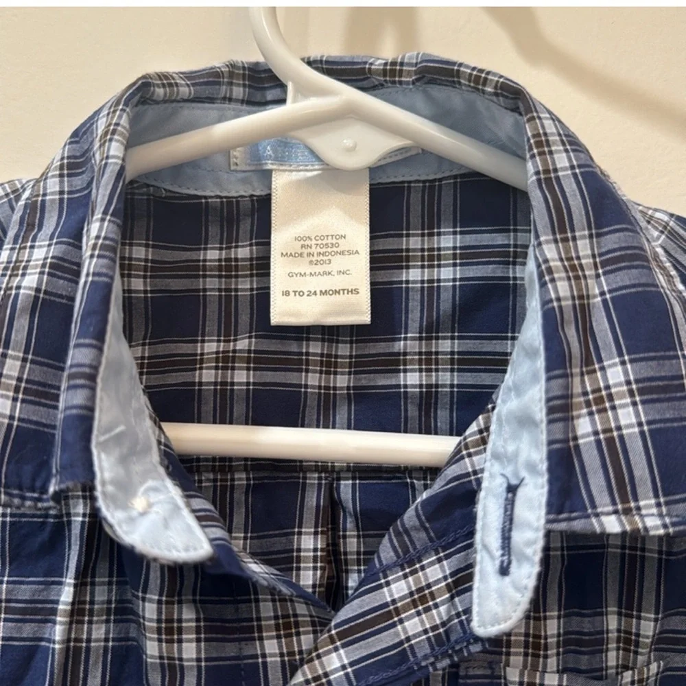 Janie & Jack baby boys 18-24 months blue plaid button down